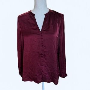 Satin V-Neck Blouses for Women Maroon NWOT Size Small